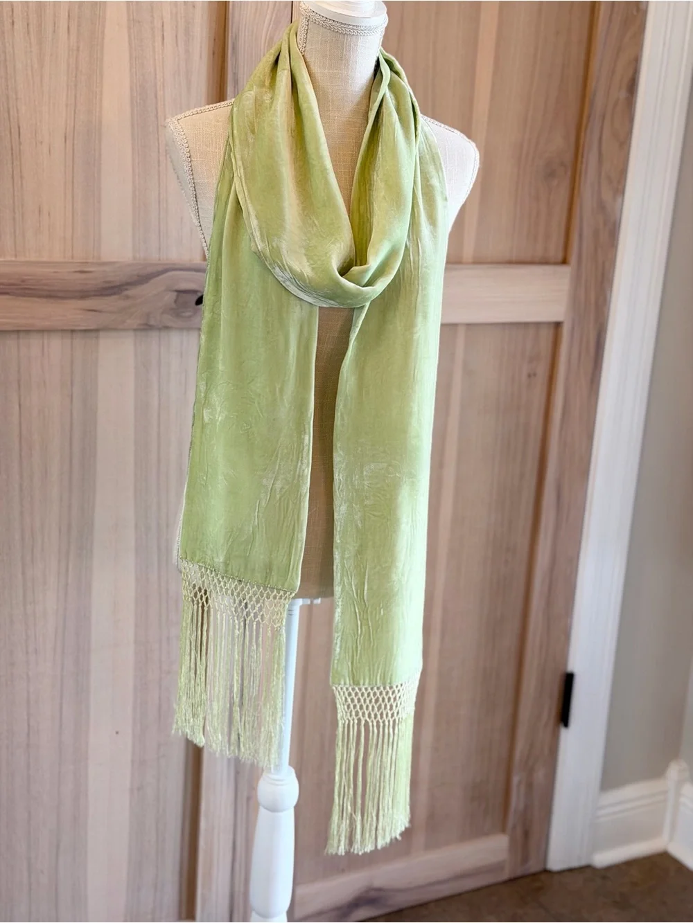 Vintage V. Fraas silk | Viscose Macrame Fringed Scarf. Velour | Feminine | Luxe